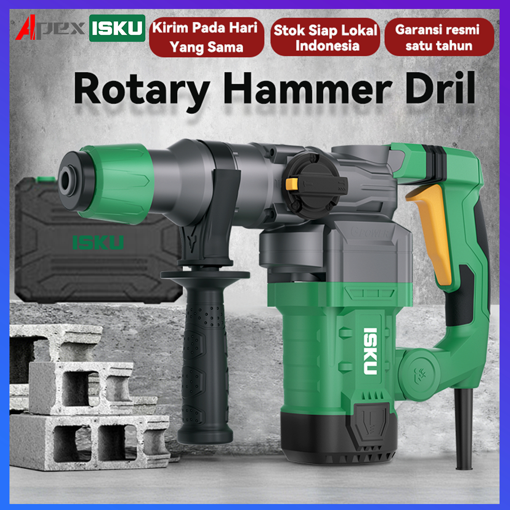 ISKU Mesin Bor Listrik Rotary Hammer Drill 900W 3 In 1 Alat Bobok Bongkar Beton Tembok Batu Keramik 