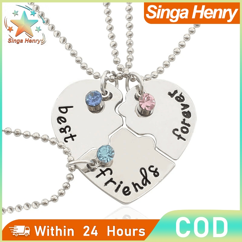 3pcs Kalung Best Friend Forever Kalung Persahabatan 3 Orang Cocok Teman Perempuan