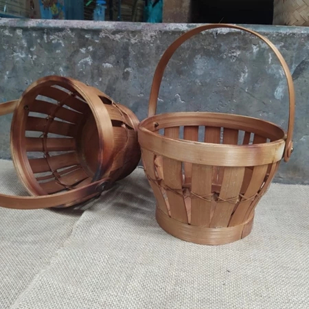 Perlengkapan Rumah Keranjang Anyaman Bambu Penyimpanan Makanan Keranjang Parsel