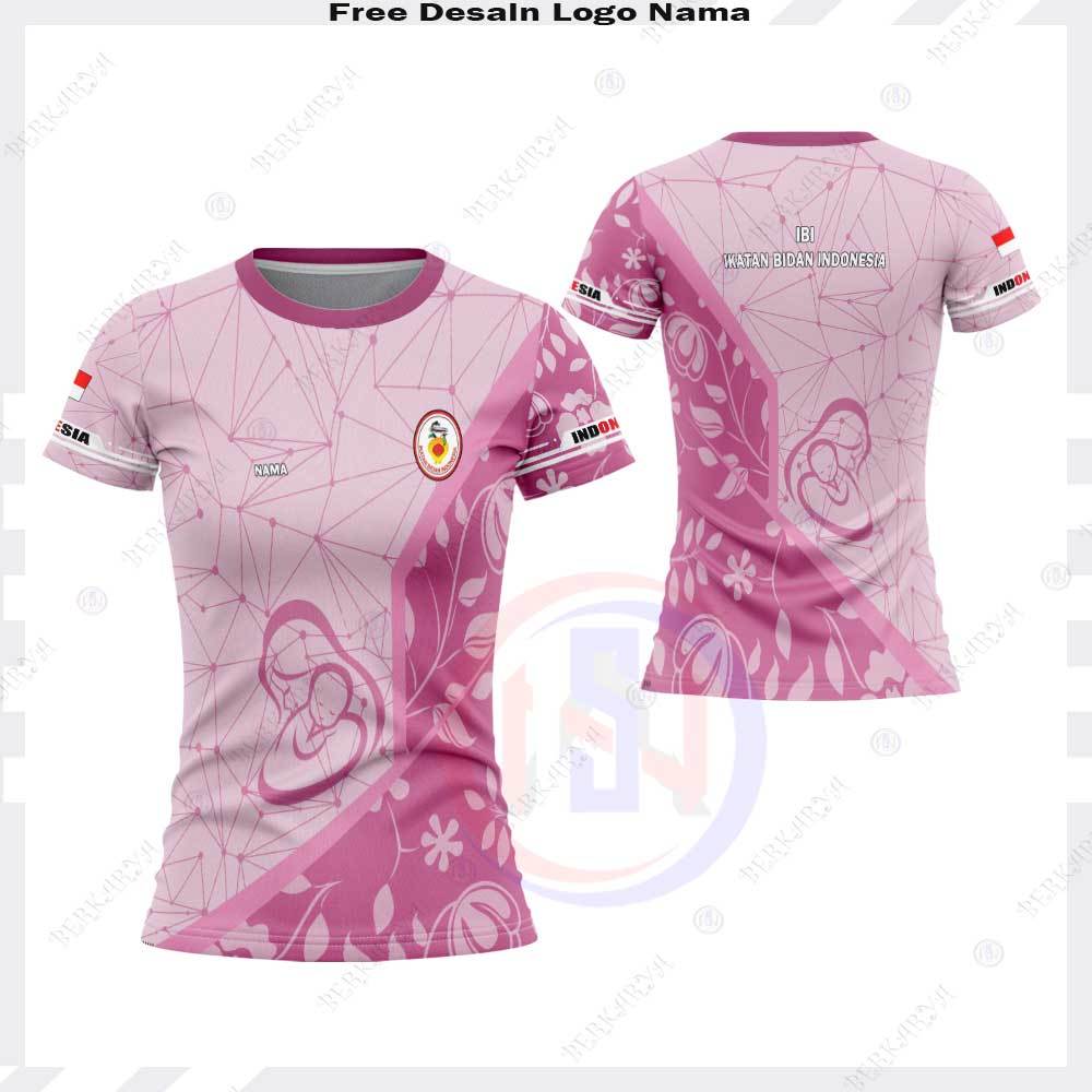 Baju Bidan Terbaru Kaos IBI Ikatan Bidan Indonesia Kaos Jersey Bidan Wanita Lengan Pendek Fullprint