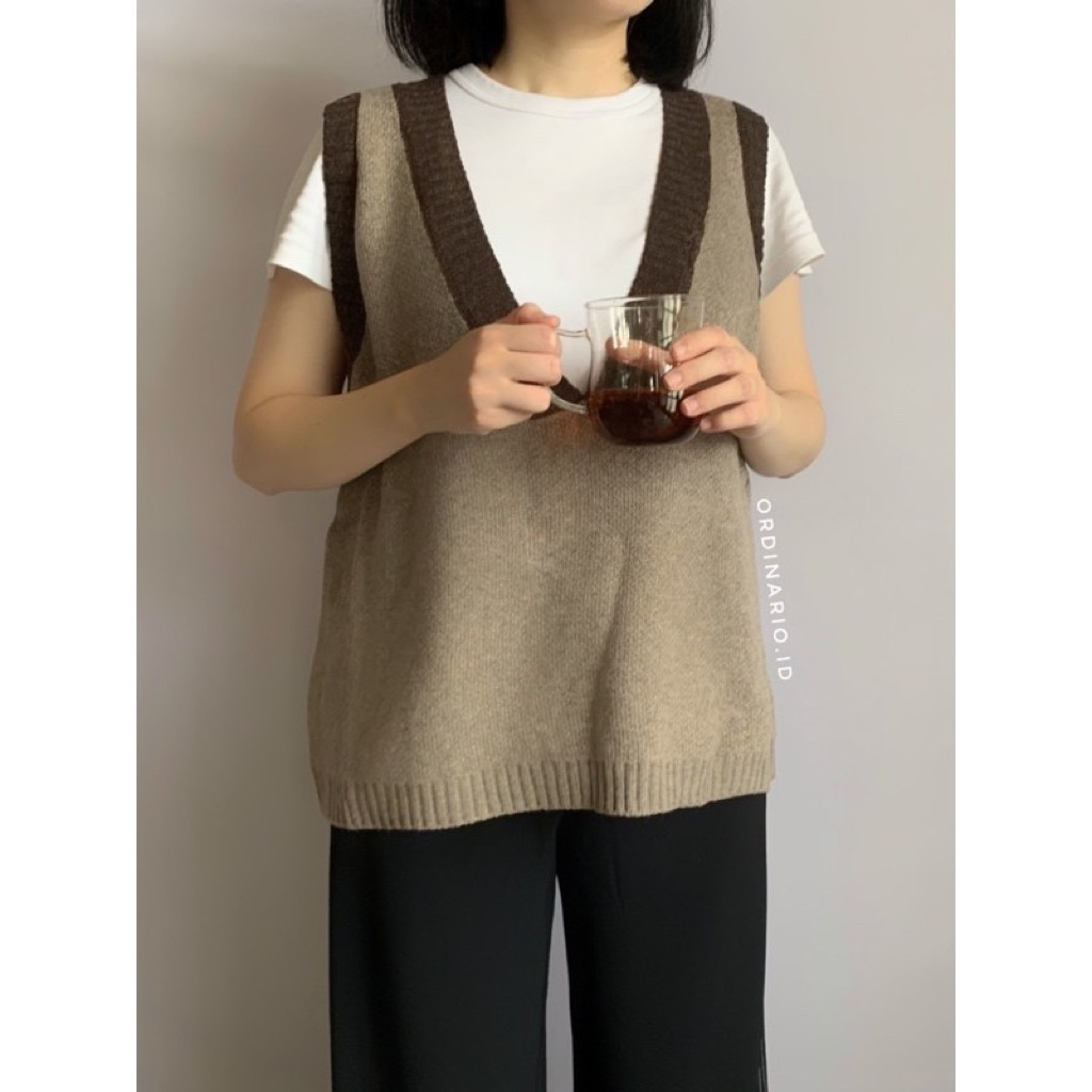 (New) Vest Rajut Oversize Wanita / Vest Rajut Wanita / Outwear Wanita / Baju Atasan Wanita (Coklat)