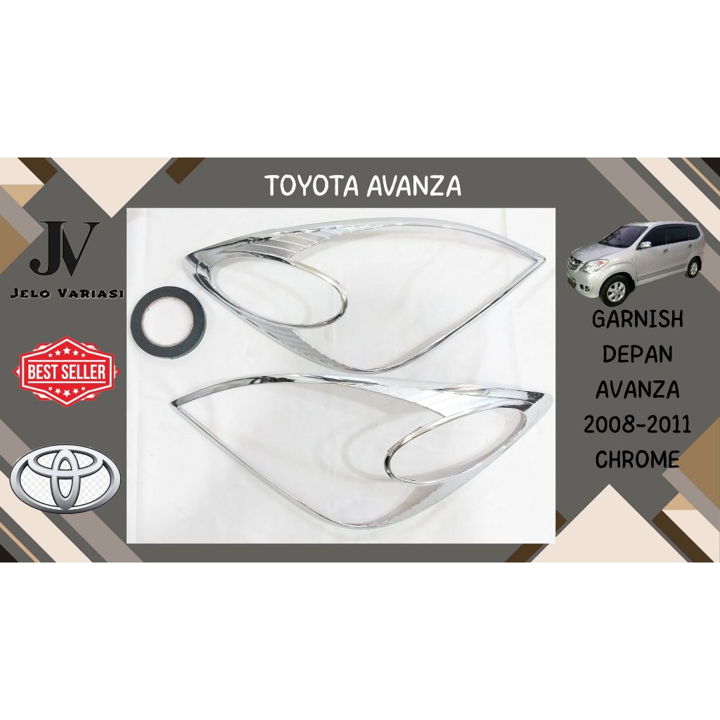 Garnish Cover List Lampu Depan Chrome Mobil Toyota Avanza 2008-2011