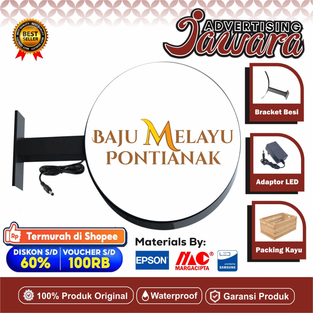 Neon Box Custom Bulat 2 sisi