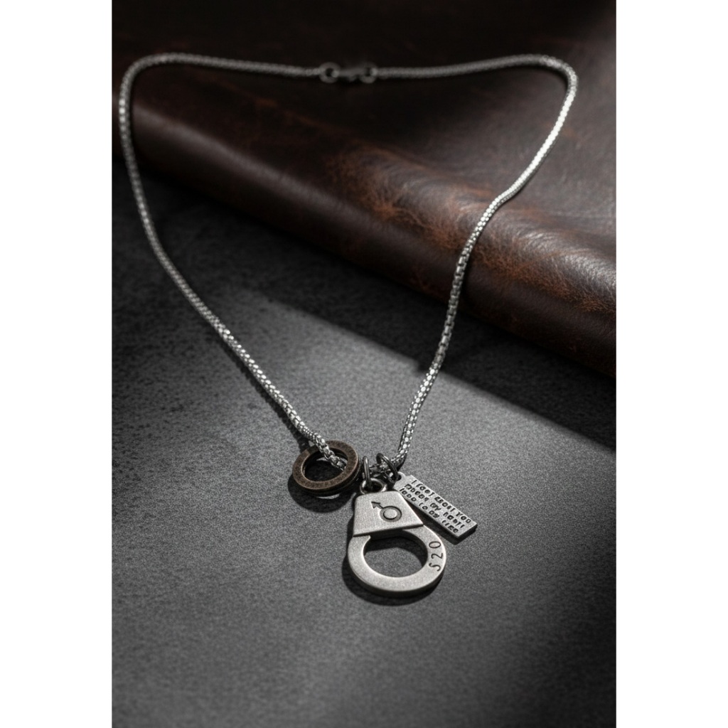 Aksesoris Pria Loop Titanium Necklace Kalung Pria Silver