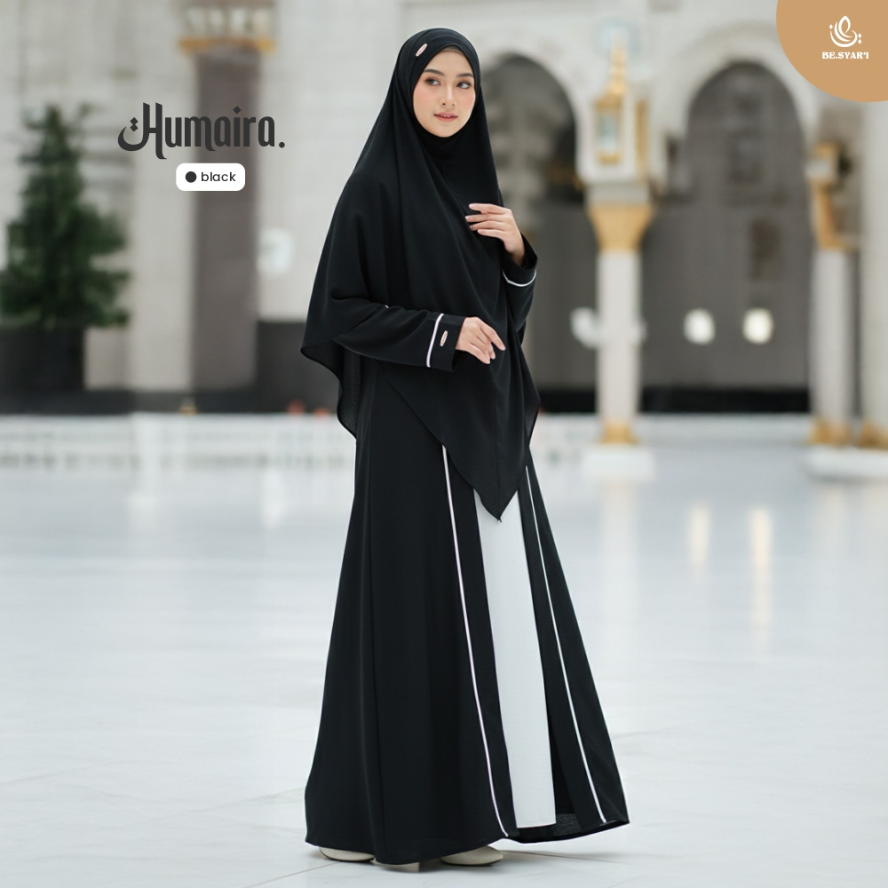 Be.Syar'i -  Humaira Set Abaya Muslimah | Gamis Syari Modern, Nyaman & Elegan untuk Harian & Umrah