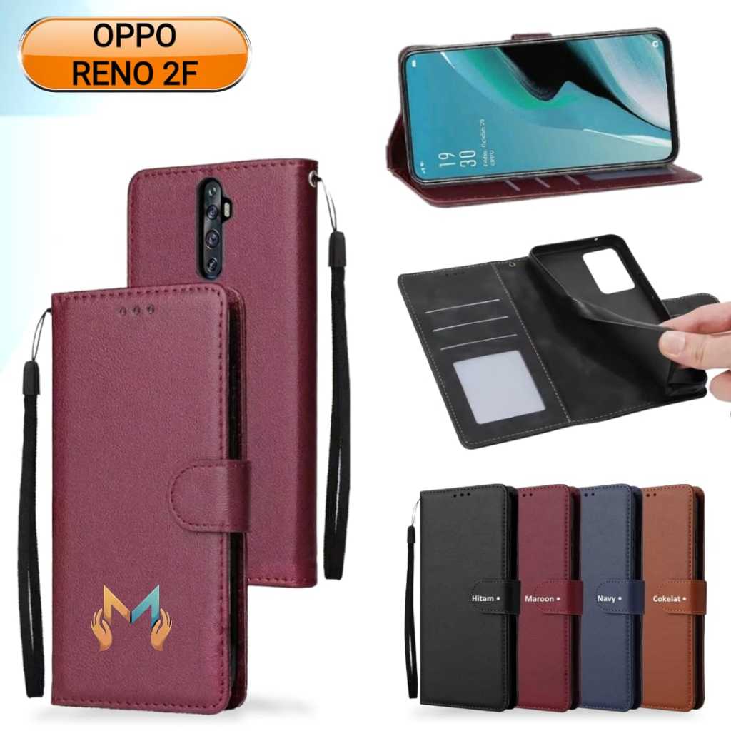 Flip Case Leather Oppo Reno 2F Casing Dompet Kulit Buka Tutup