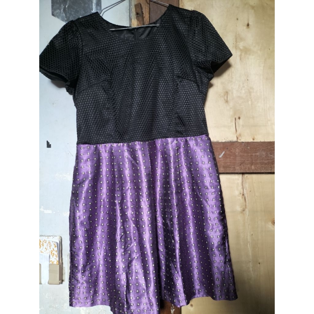 dress katbol cutball hitam black ungu purple violet kilat BKK Bangkok top atasan blouse rok skirt fl