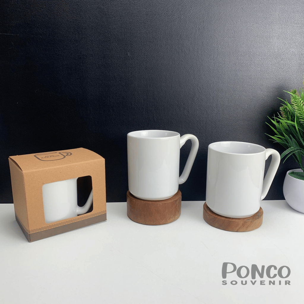 Gelas MUG Polos Coating Bahan Keramik/Mug Polos Coating Lokal || Plus Kemasan Box Kraft