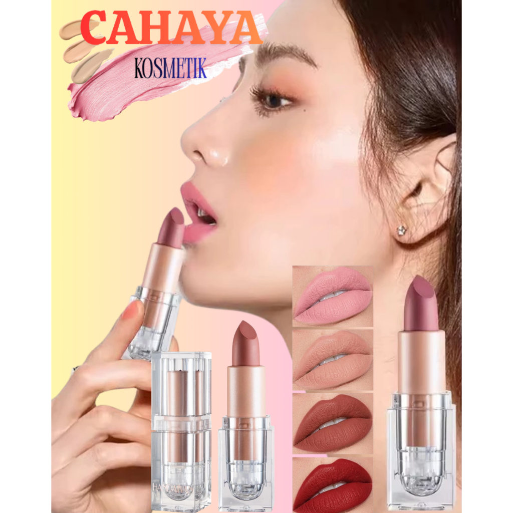 LIPSTIK HANDAIYAN Lipstik Matte Kubus Transparan Tahan Nude Natural