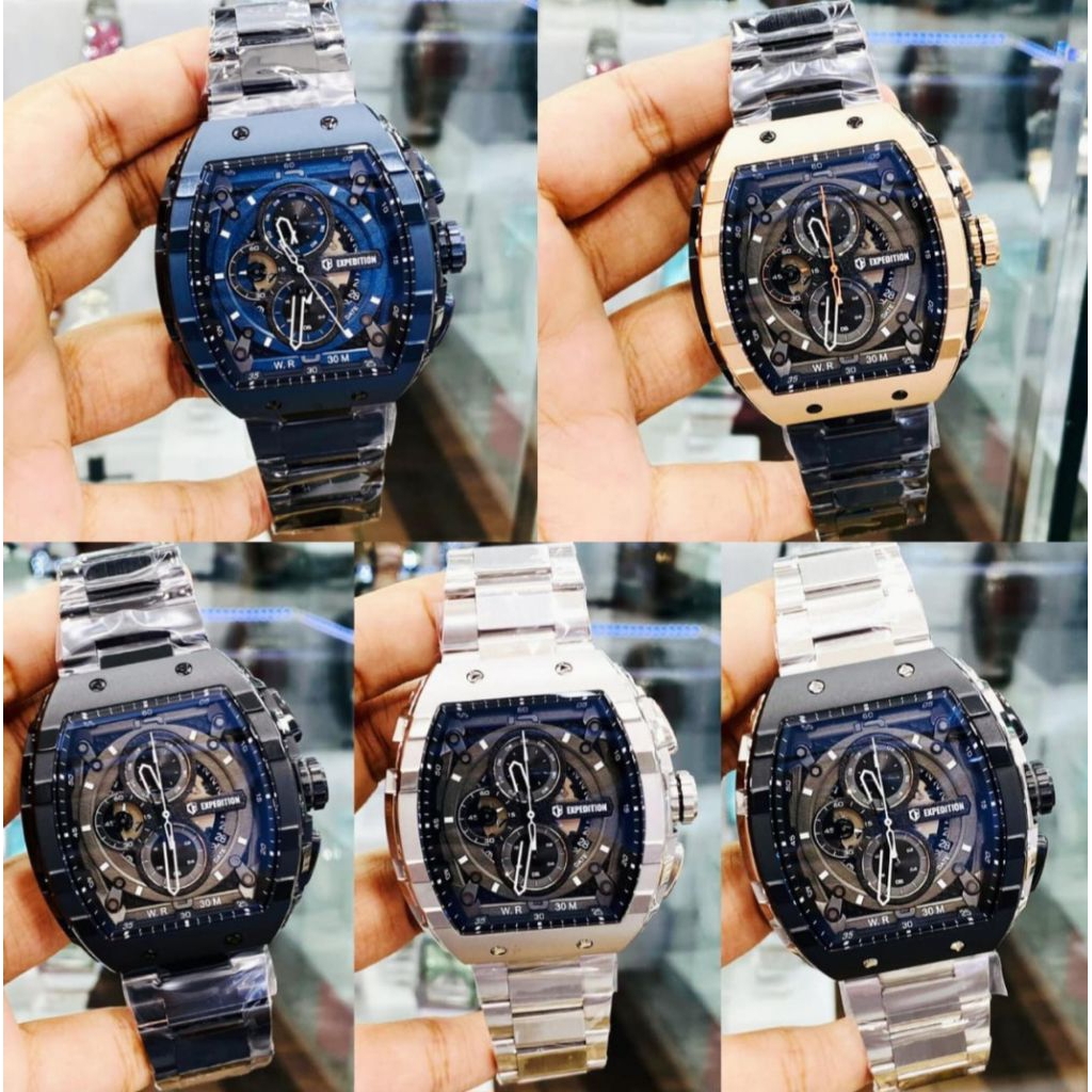 JAM TANGAN PRIA EXPEDITION E6782 E6782 EXP6782 BLACK STAINLESS ORIGINAL-BLACK
