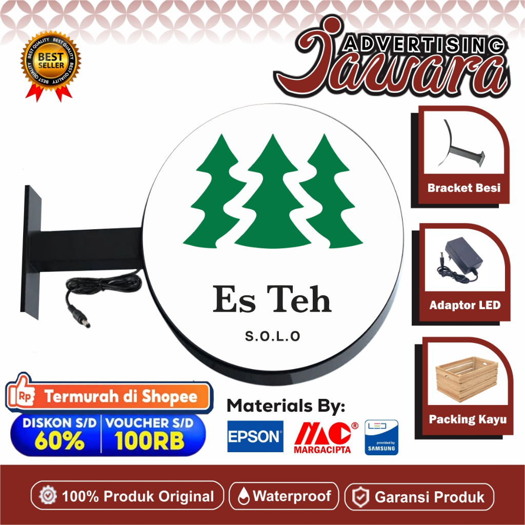 Neon Box Es Teh Solo | Neon Box Bulat 2 sisi