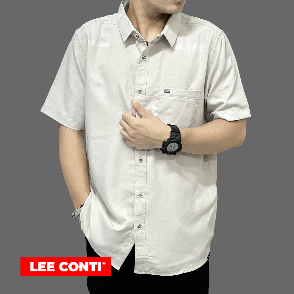 LEE CONTI Kemeja Suede Lengan Pendek Pria  ( RGN )