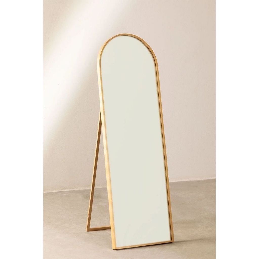 FREE PACKING KAYU Standing Mirror Full Body Oval Mirror frame kayu cermin standing oval