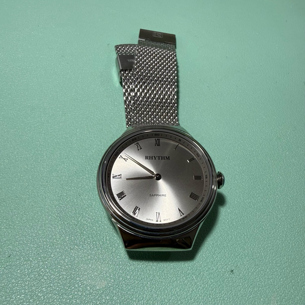 Arloji Rhythm kaca Sapphire Full stainless steel