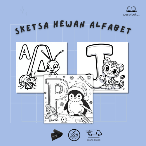 SKETSA GAMBAR MEWARNAI UNTUK ANAK TK DAN PAUD: Tema Hewan Alfabet (Random)