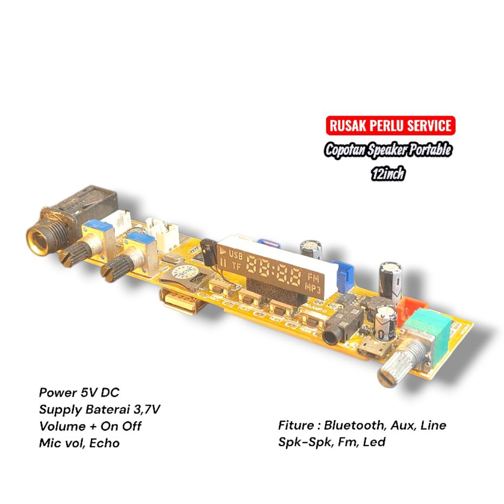 Modul Portable Speaker 12inch Rusak Perlu diService