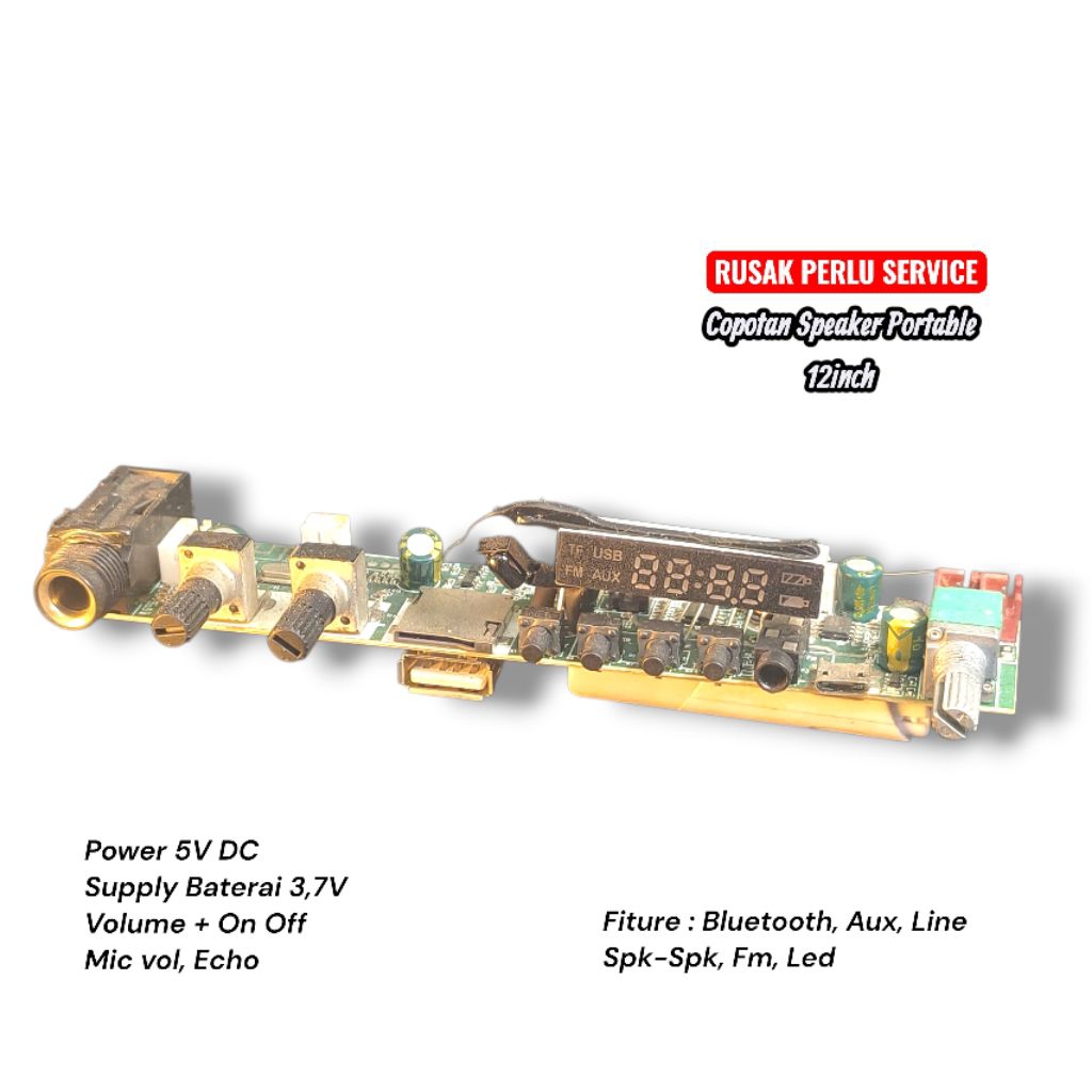 Modul Speaker Portable 12inch Kondisi RUSAK perlu SERVICE