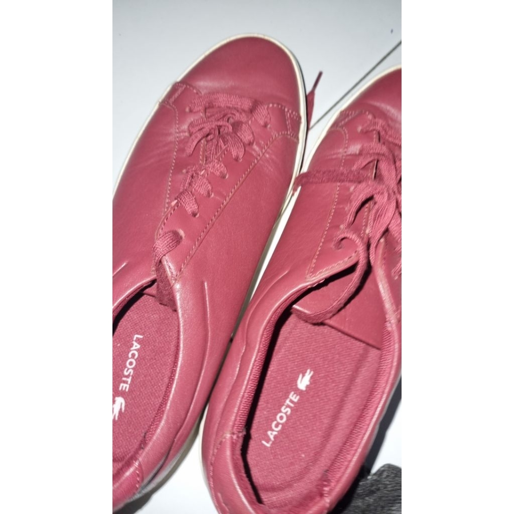 Sepatu sneakers Lacoste marun kulit uk 43 second rare item