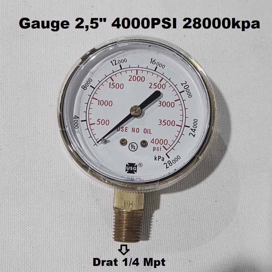 Gauge 2,5in 4000PSI 28000kpa Dual Gauge 2.5" Gauge 28000 kpa 4000 psi