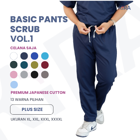 CELANA SAJA Celana Jaga Dokter/Basic Pants Scrub/Unisex/Japanese Cotton/Plus Size /Kira Scrub