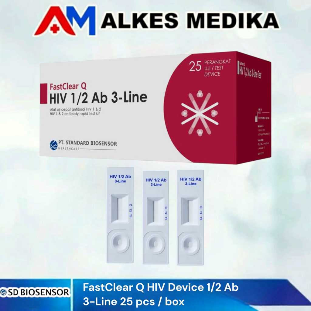 SD BIOSENSOR FastClear QHIV 1/2 Ab 3-LineAlat uji cepat antibodi HIV 1 & 2 HIV 1 & 2 antibody rapid 