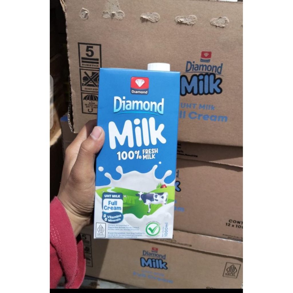 1 karton isi 12 kotak  susu UHT diamond 1 liter full cream/ milk pusat grosir murah bandung bisa kir