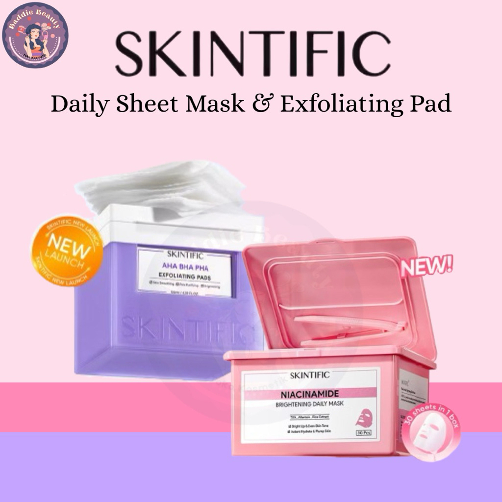 [BB] Ready Stock SKINTIFIC Exfoliating Pad & Sheet Mask 30s Niacinamide (Bisa Sameday checkout sebel