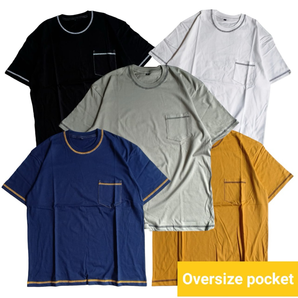 KAOS POLOS OVERSIZE POCKET PRIA / KAOS KANTONG PRIA