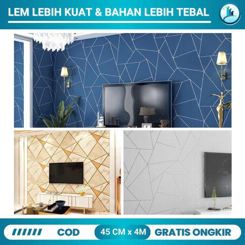 [Bisa COD] Wallpaper Dinding Ruang Tamu Minimalis Wallpaper Dinding Motif Keramik Wallpaper Keramik