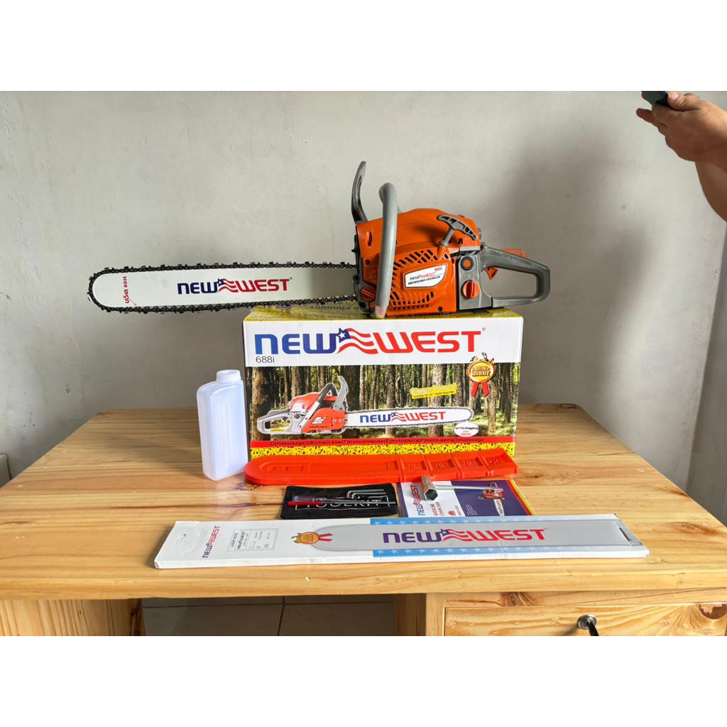 Mesin Chainsaw Senso NEW WEST 688 i Bar 22 Inch Gergaji Mesin FULLSET KOMPLIT ORIGINAL