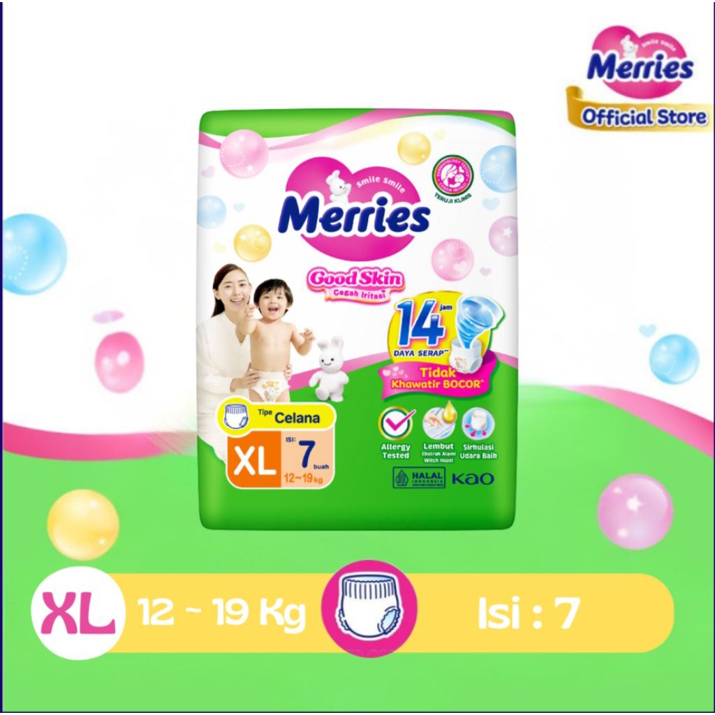 Popok Merries ukuran Xl isi 7 Pcs