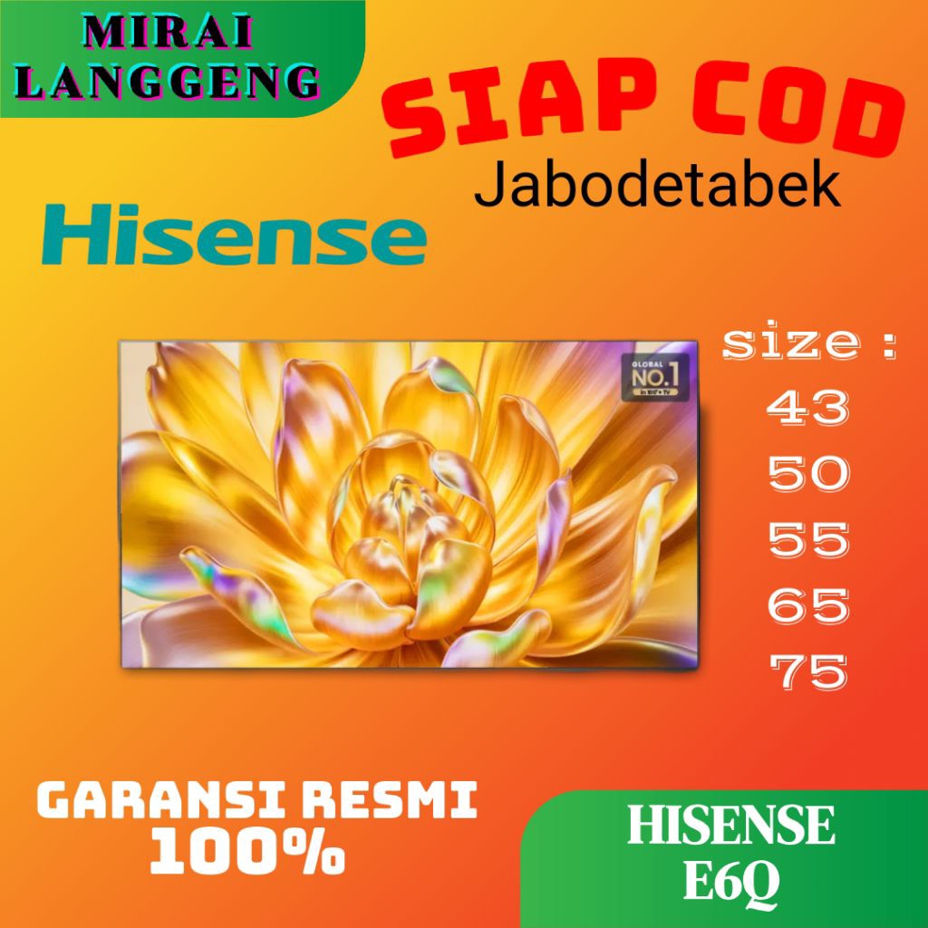 HISENSE 43E6Q 4K SMART TV OS VIDAA 43 inch
2025 Series