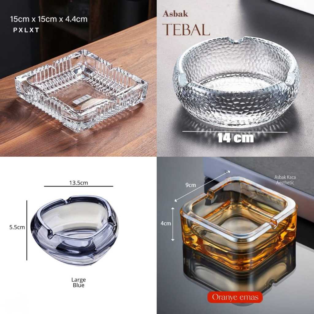 Asbak Kaca Asbak Aesthetic Kaca Tebal Pajangan Meja Souvenir Asbak Besar Kecil