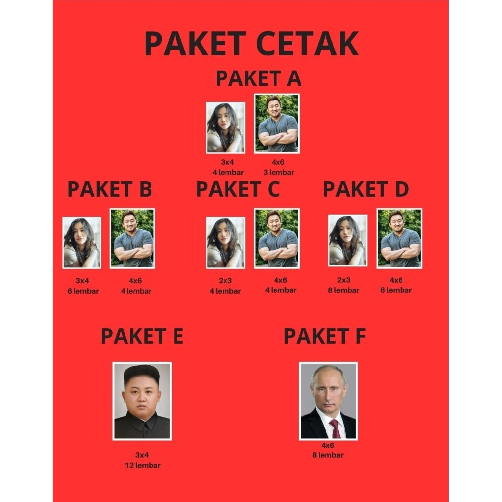 Cetak pas Foto lab, 2x3 3x4, 4x6