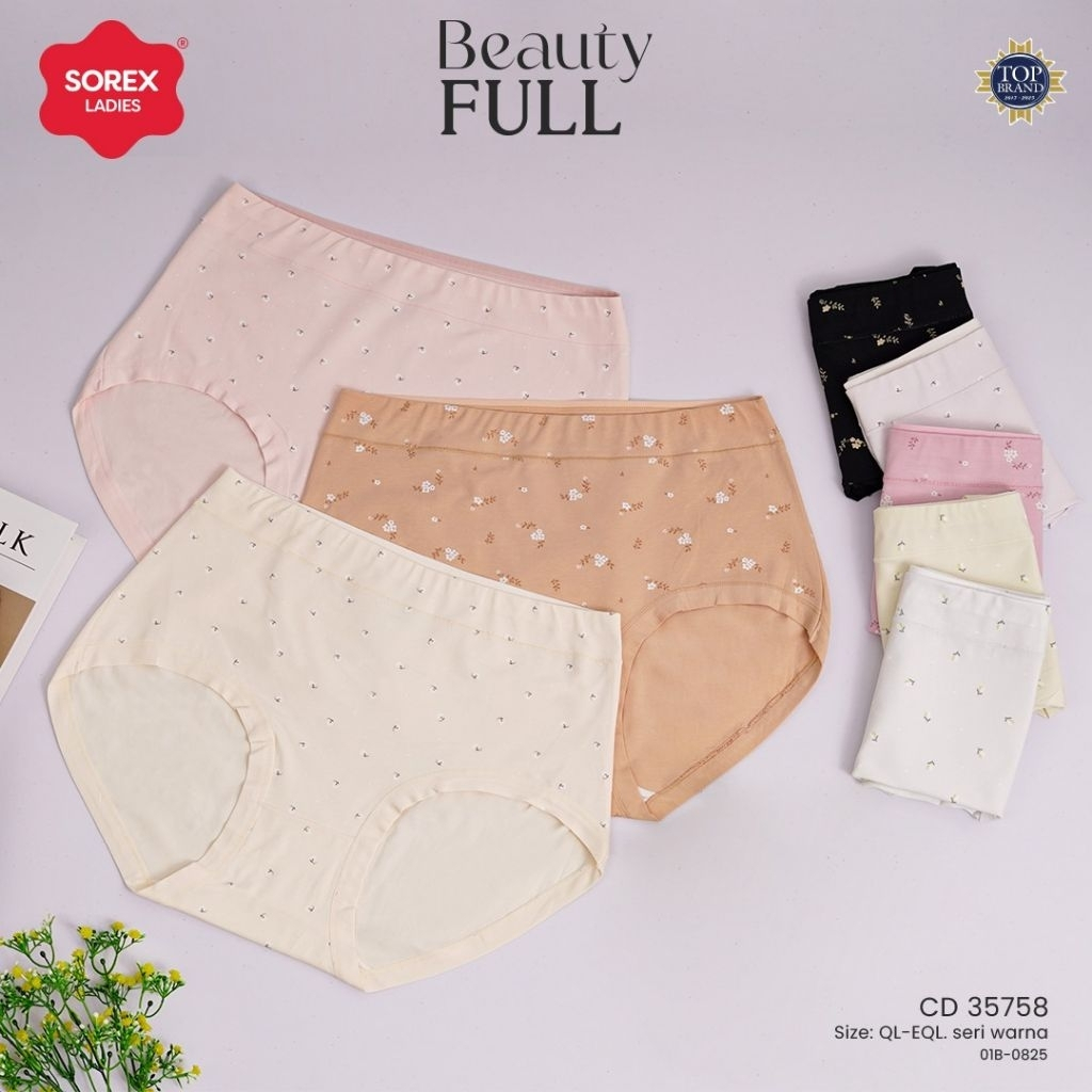 Sorex 3 Pcs CD Wanita Motif Bunga Katun Nyaman Beauty Full 35758