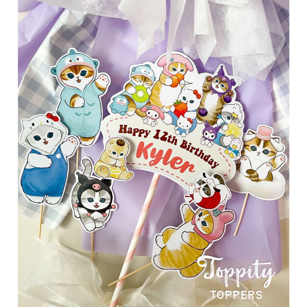 Topper cake kue ulang tahun birthday Mofusand cat