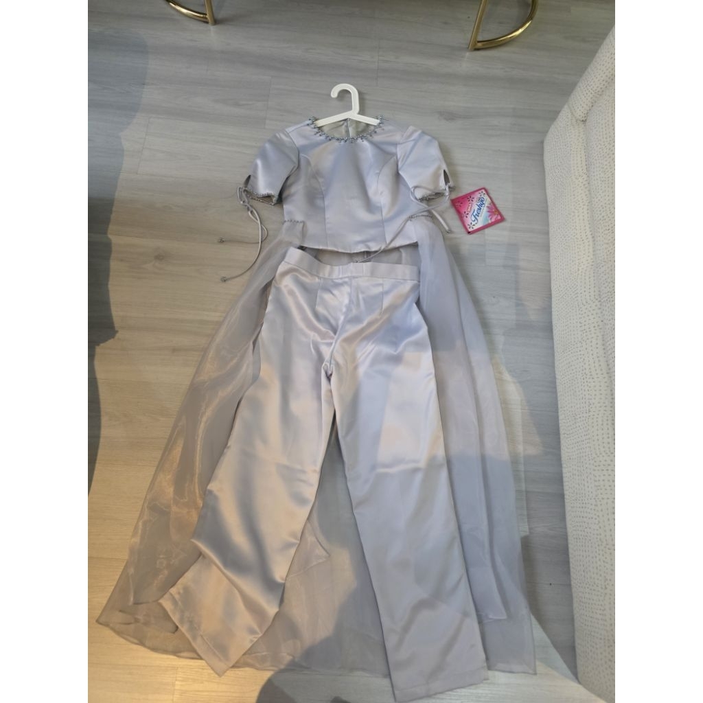 gaun pesta anak gadis sisa silver abu [preloved]