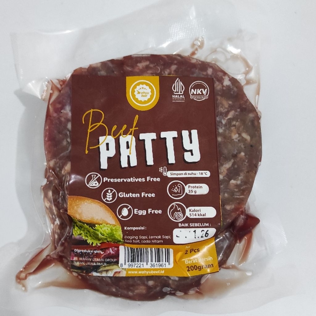 Beef Patty 200gr - Gluten Free / Egg Free / Frozen Food - Wahyu Beef / Nora Healthy Food