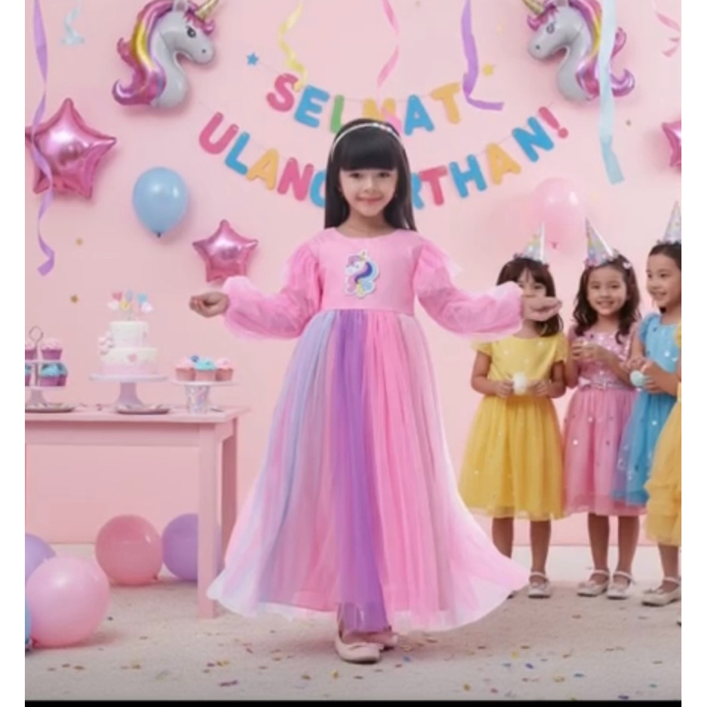 Gaun Anak Kuda Poni | Baju pesta Unicorn | Gamis pesta anak Little Pony | Dress unicorn
