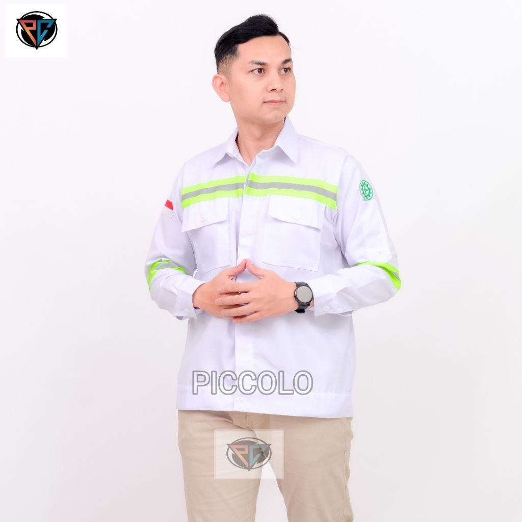 Kemeja safety wearpack atasan lengan panjang warna putih