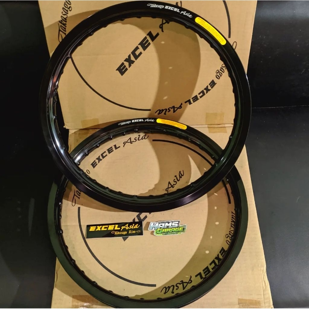 VELG TAKASAGO EXCEL ASIA HITAM GILAP UK 160 / 185  RING 18 TEA BLACK GLOSSY SET BARU HOLE 36 JARI JA