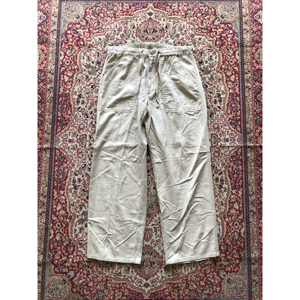 Celana Uniqlo linen fatigue wide pants Casual Uniqlo work pants HH143