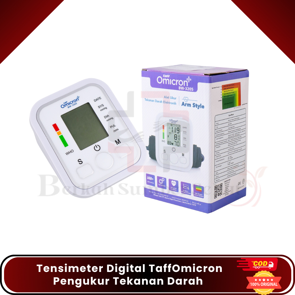 Tensimeter Digital TaffOmicron BW3205 / Pengukur Tekanan Darah with Voice Inggris Indonesia BW 3205