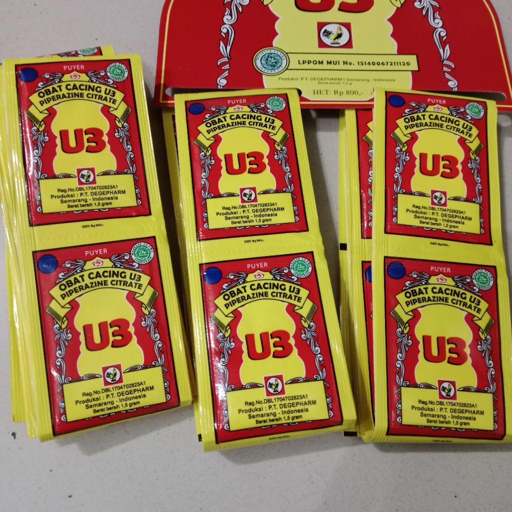 puyer cacing U3 serbuk 1rtg isi 24 sachet serbuk cacing U3 cap jamu jago