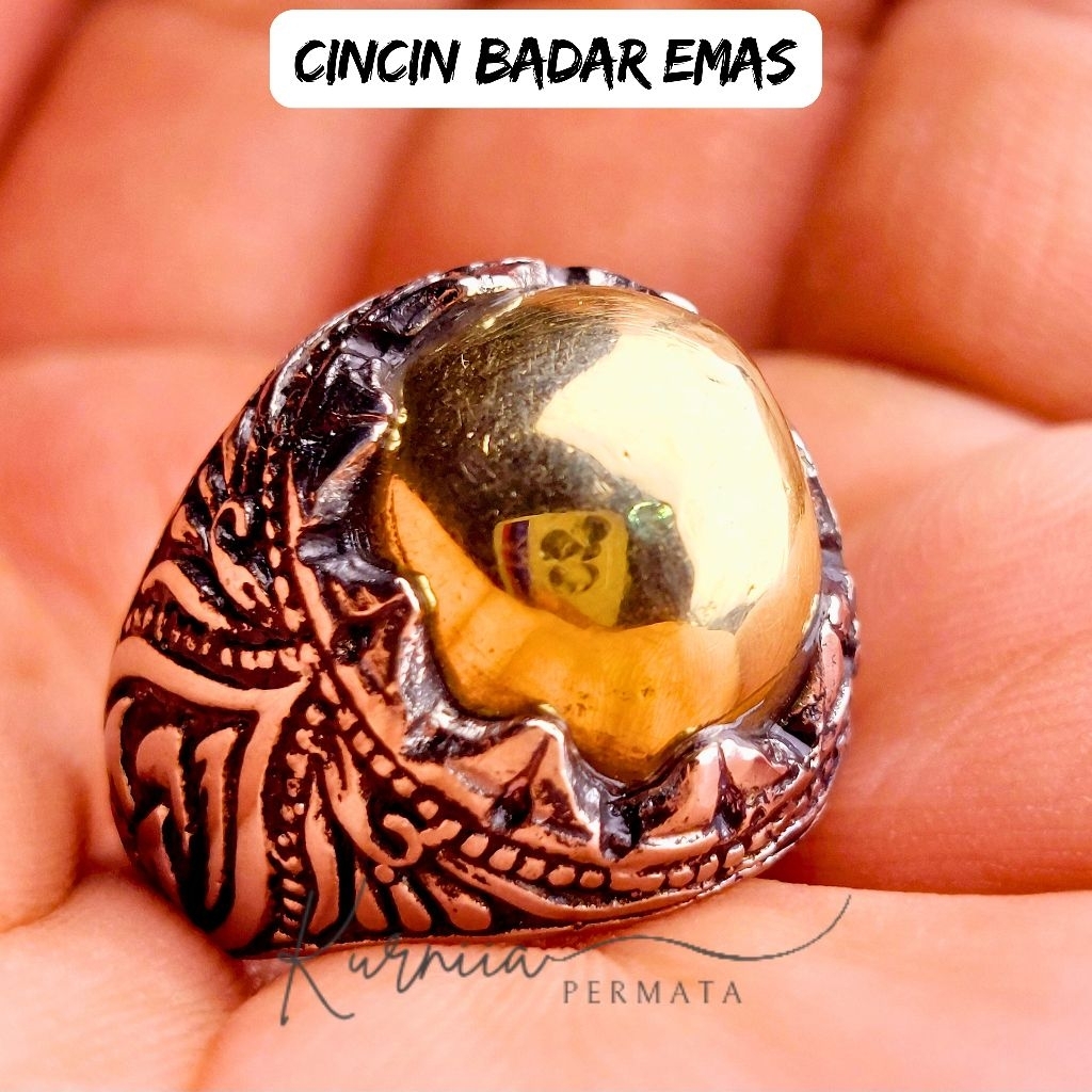 Cincin Batu Badar Emas Nempel Magnet Rings Akik Alpaka Super Mewah Elegan