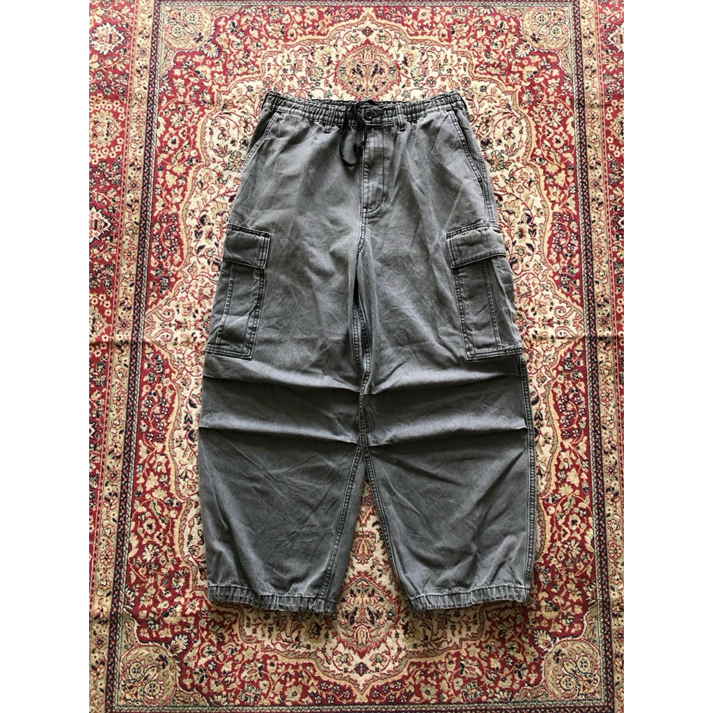 Celana Gu denim super wide cargo balloon pants Vintege denim gu japan HH149