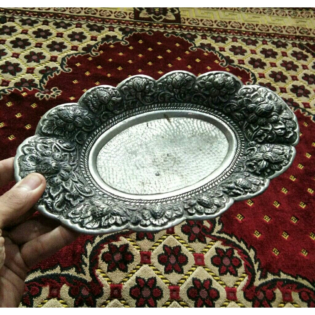 Wadah Tempat Buah Perak Bakar Antik Kuno Cantik Preloved