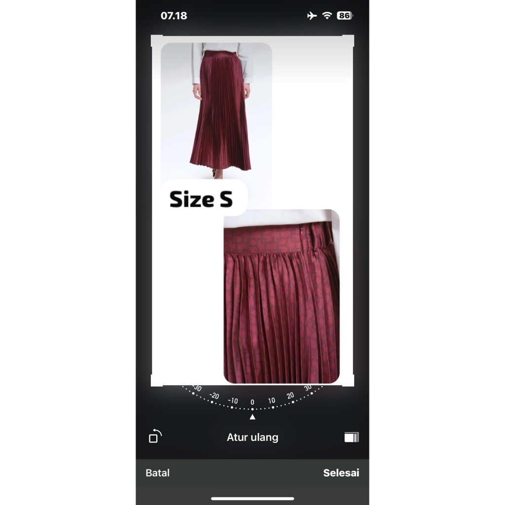 New rok BJ warna merah size S