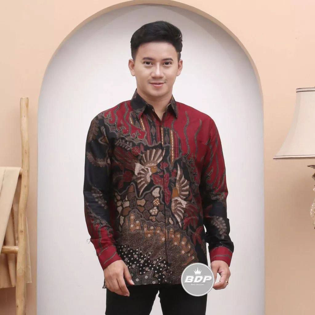 KEMEJA BATIK PRIA LENGAN PANJANG BAJU BATIK NUSANTARA LENGAN PANJANG ATASAN BATIK PRIA