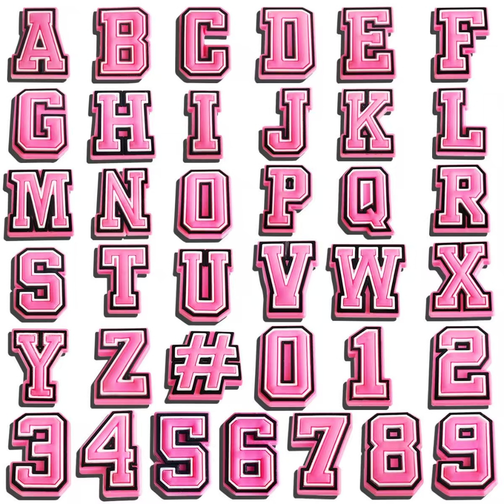 Charm Aksesoris Hiasan Pin Sandal Cross Karakter Lucu Motif Angka Huruf Pink Girly